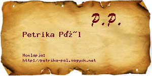 Petrika Pál névjegykártya